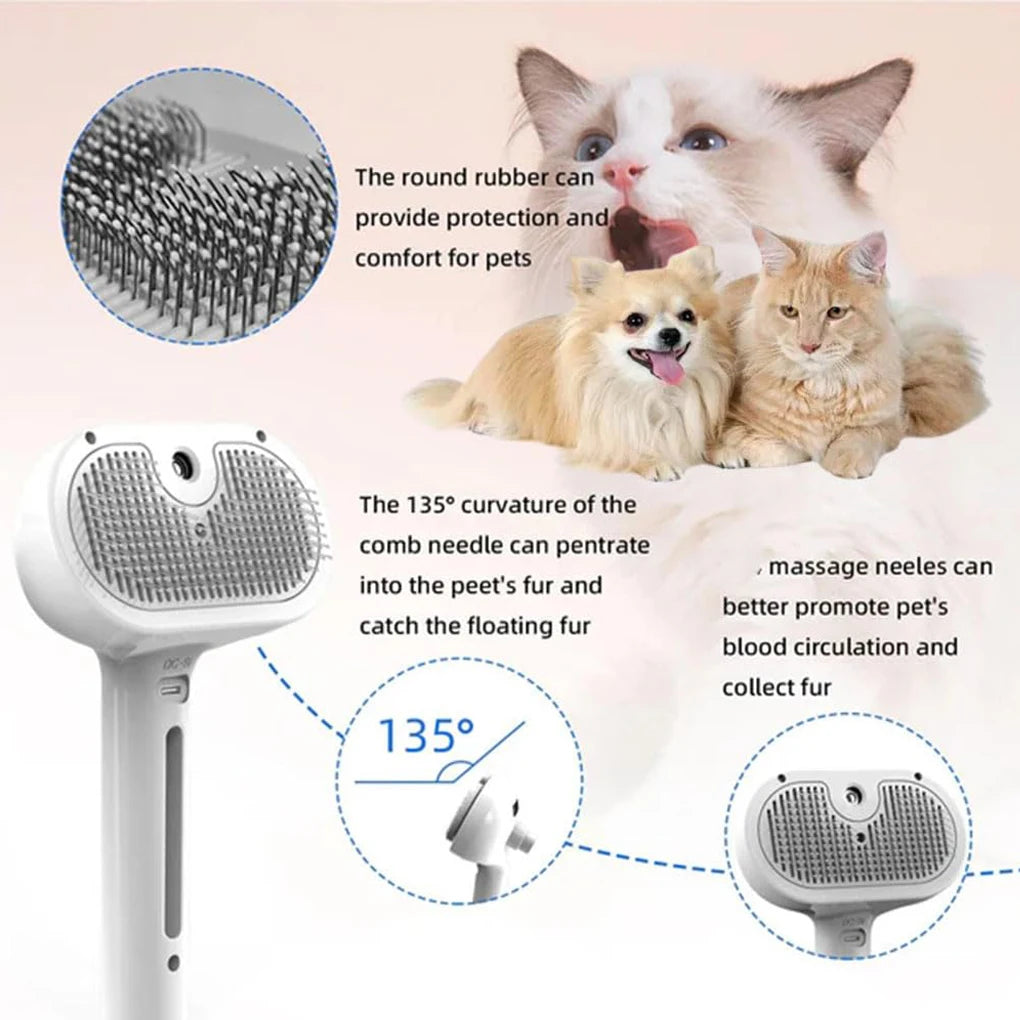 3-in-1 Steam Spray Pet Grooming Brush - detail