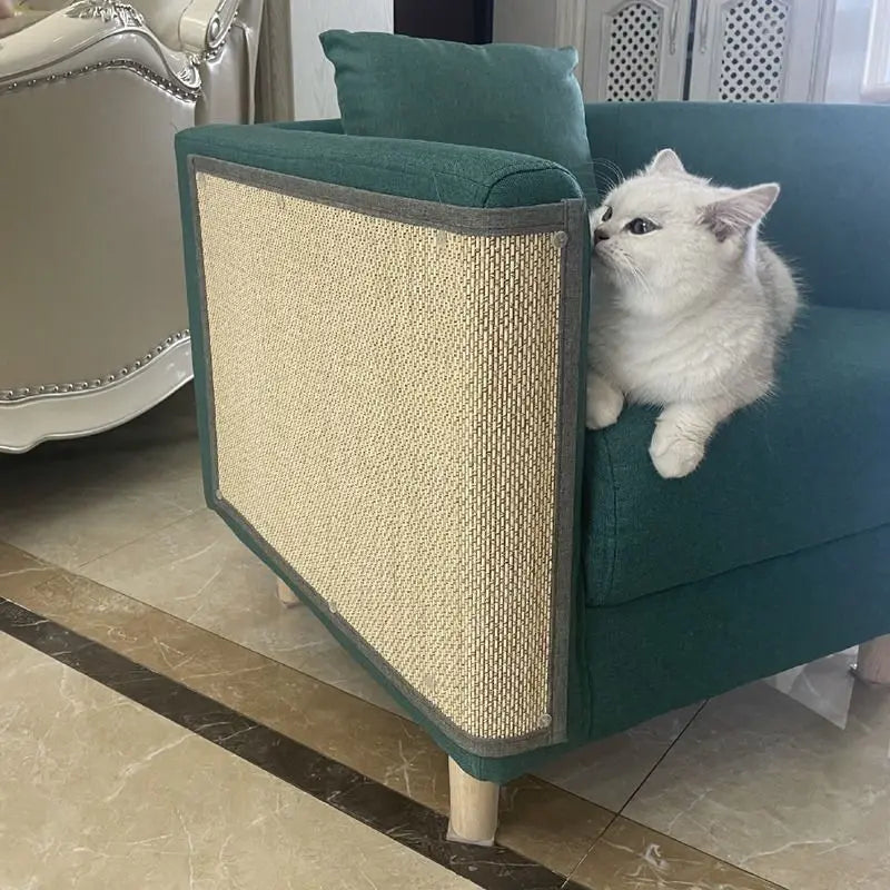 Natural Bamboo Cat Scratcher Mat for Furniture Protection - close-up