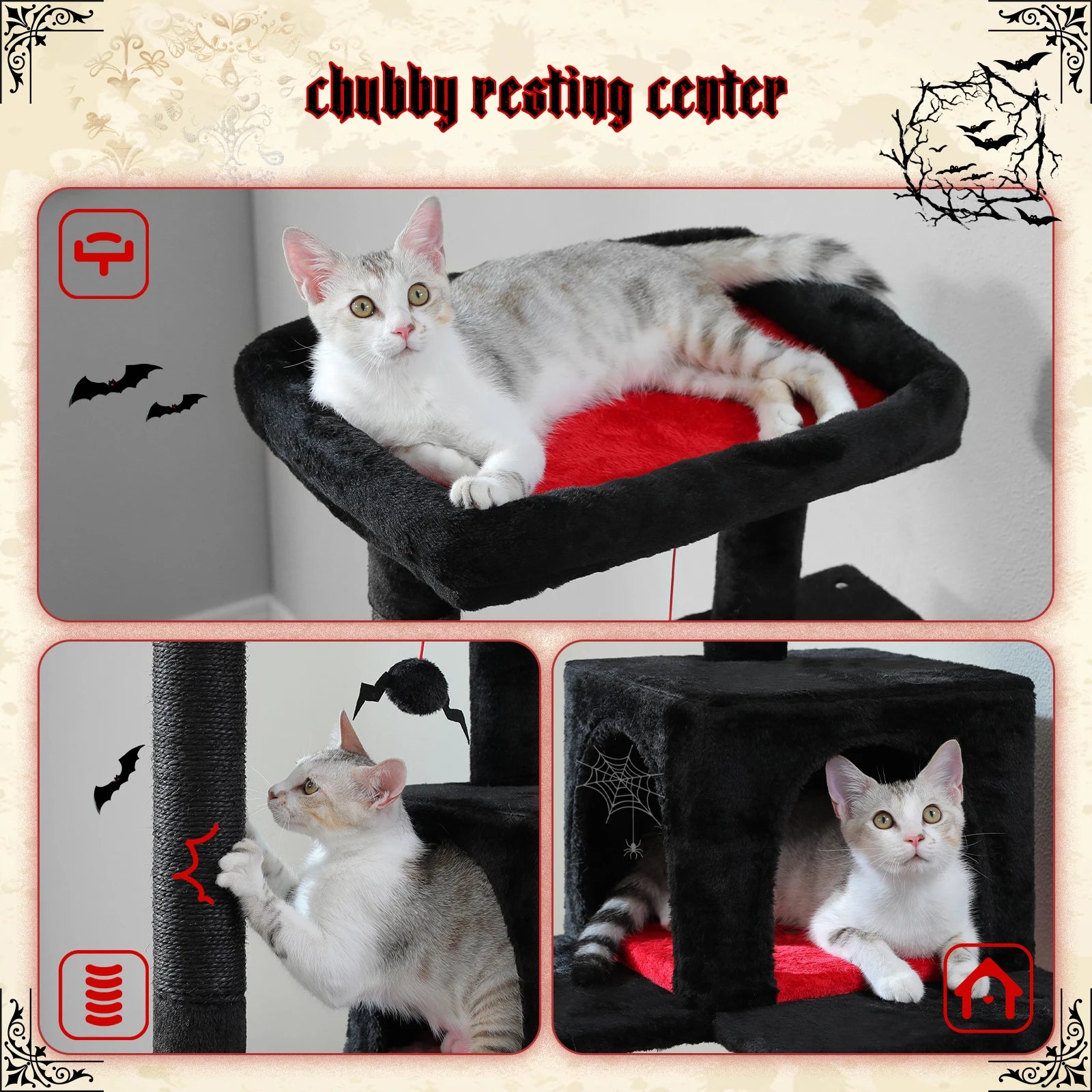 5-Level Cat Tree Tower for Large Cats with Hammock - view 24