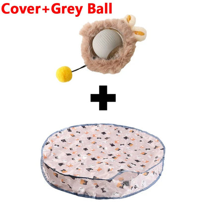 Interactive Motion Cat Toy Ball with Hide and Seek Pouch - Cover and Grey Ball