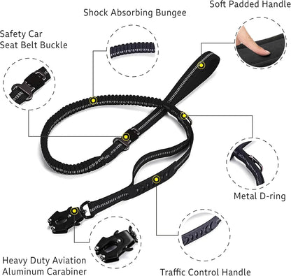 Shock-Absorbing Dog Leash with Car Seatbelt Attachment - side view