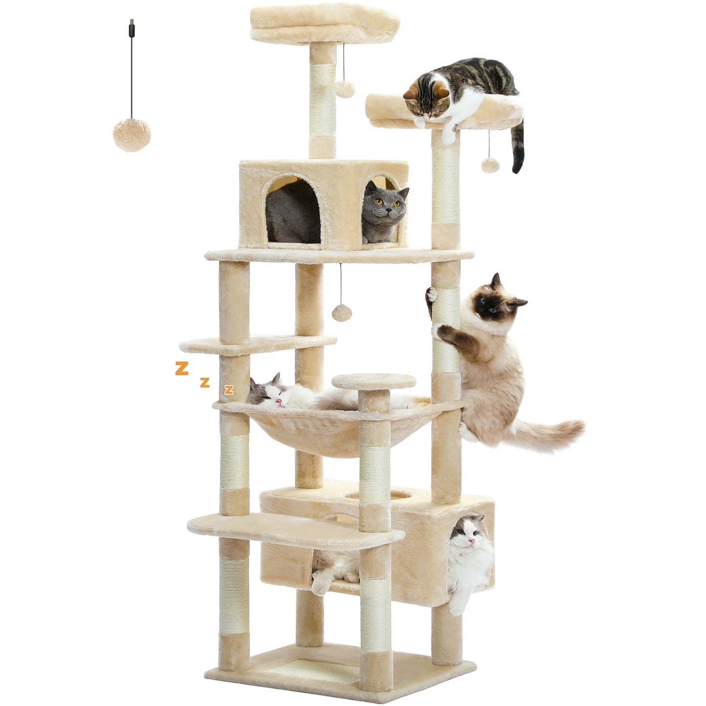 Large Cat Tree Tower with Hammock and Padded Perches - view 27