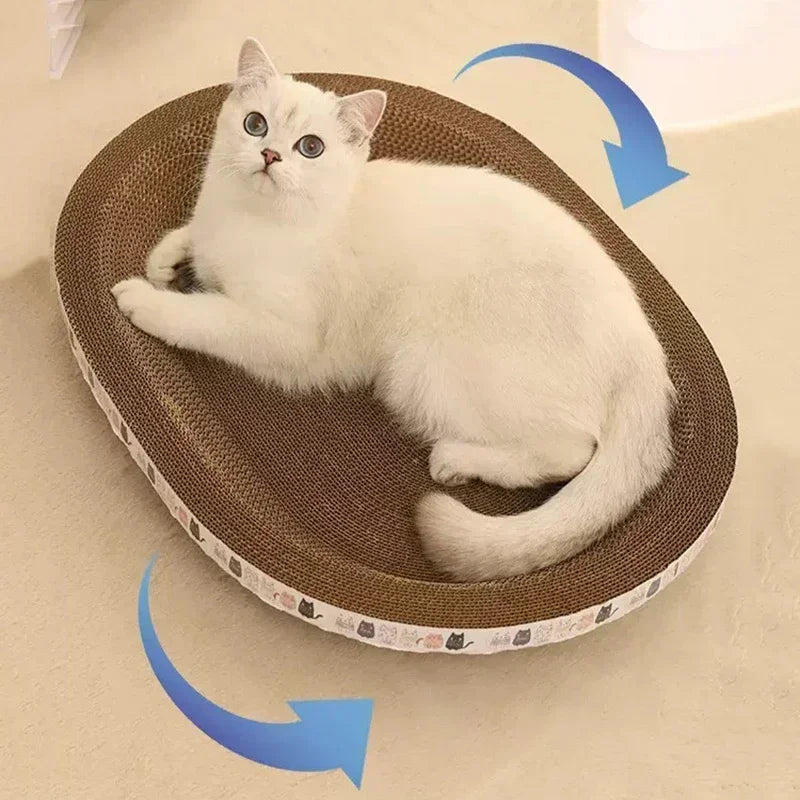 Corrugated Cardboard Cat Scratcher and Bed - in use