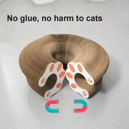 Durable Accordion Cat Scratching Board with Ball - in use