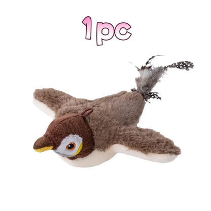 Touch-Activated Chirping Bird Cat Toy - 1pc