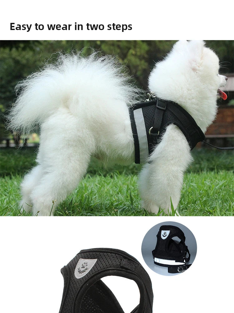 Reflective Mesh Dog Vest Harness with Leash - view 14
