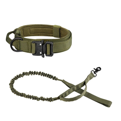 Tactical Dog Collar and Leash Set for Medium and Large Dogs - green / M