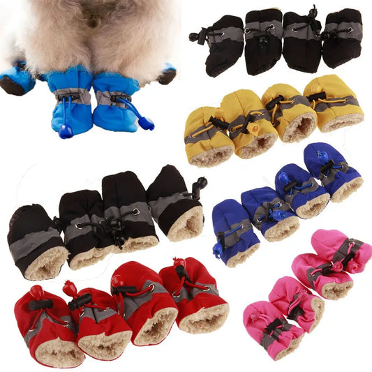Waterproof Anti-Slip Winter Dog Boots with Socks (4 Pack) - side view