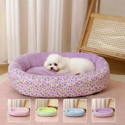 Floral All-Season Dog Bed for Small Breeds (4 Colors)