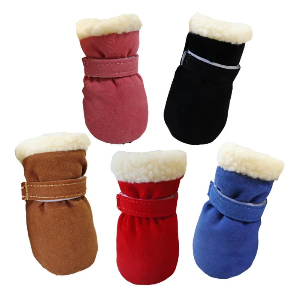 Plush Warm Anti-Slip Dog Boots and Socks (4 Pack) - close-up