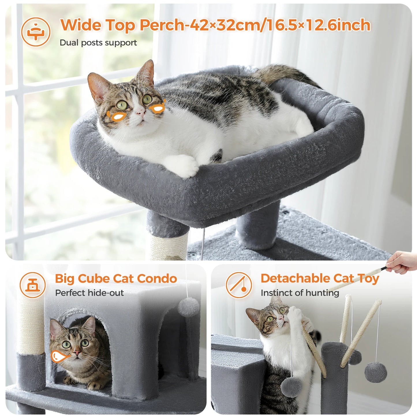Large Multi-Level Plush Cat Tree with Condos - view 41