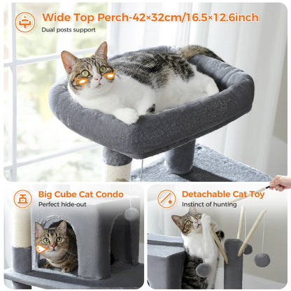 Large Multi-Level Plush Cat Tree with Condos - view 41