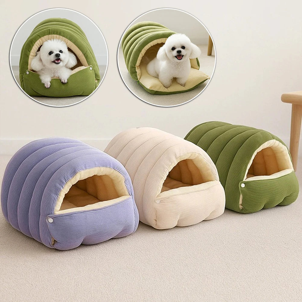 Warm Plush Winter Cat Cave Bed for Cozy Sleep