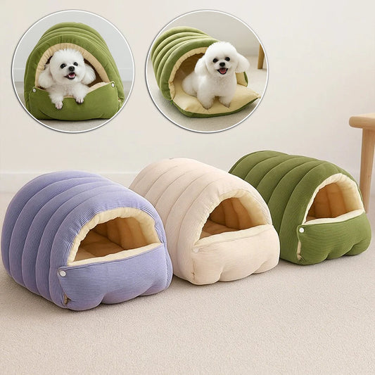 Warm Plush Winter Cat Cave Bed for Cozy Sleep