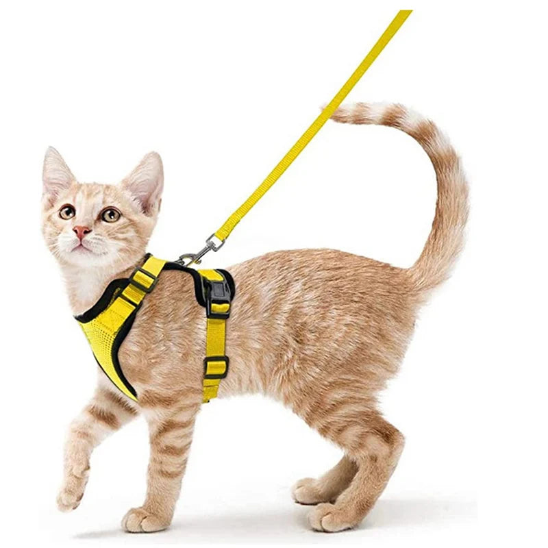 Escape Proof Cat Harness and Leash Set - YELLOW / XS