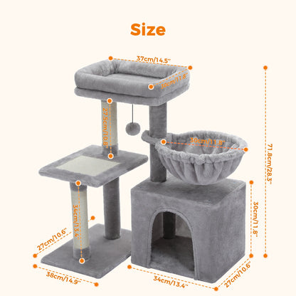 Cat Activity Tree with Hammock and Removable Perch - close-up