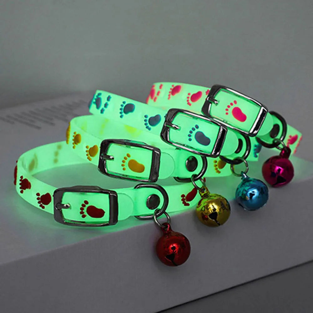 Luminous Glow-in-the-Dark Cat Collar with Bell