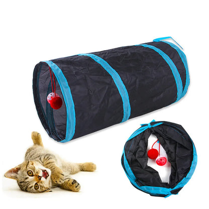 Foldable Cat Tunnel with Crinkle Paper for Indoor Play - side view
