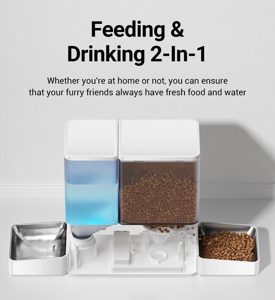 2-in-1 Automatic Pet Feeder and Water Fountain (8.5L) - alternate angle