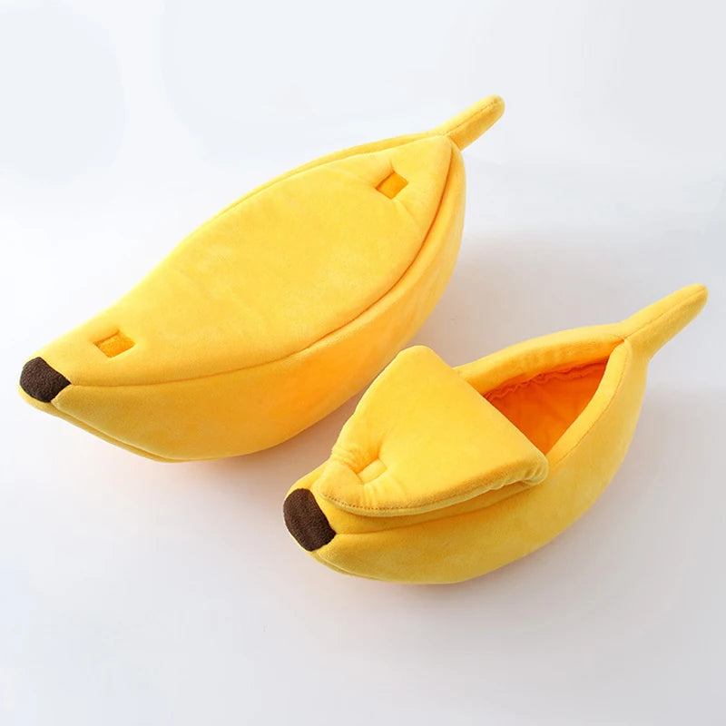 Cozy Banana-Shaped Cat Bed and Kennel - YELLOW / L 62x25x18cm