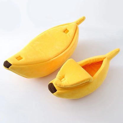 Cozy Banana-Shaped Cat Bed and Kennel - YELLOW / L 62x25x18cm