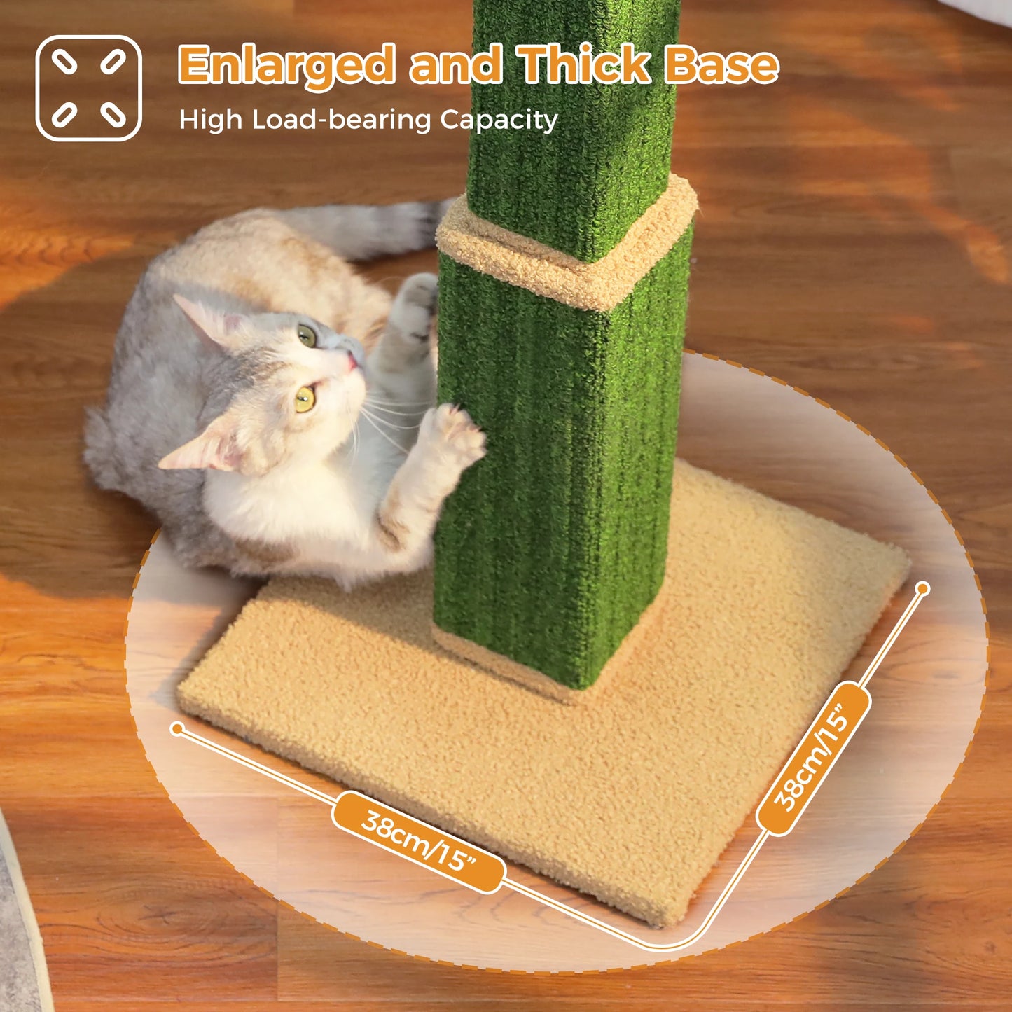 Large Sisal Cat Scratching Post with Dangling Ball - side view