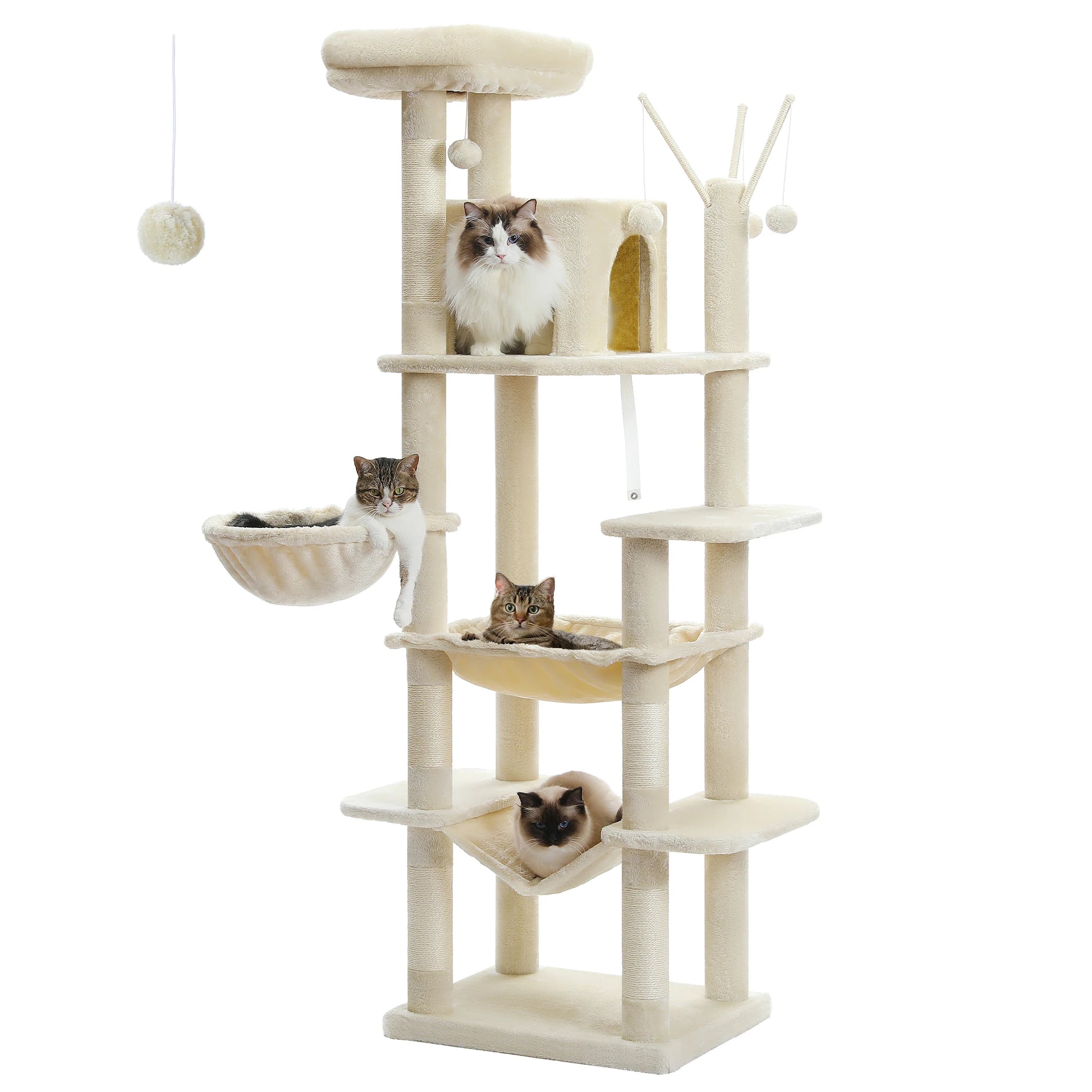 Large Multi-Level Plush Cat Tree with Condos - AMT0240BG