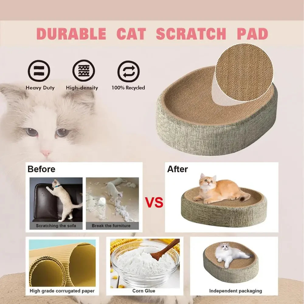 2-in-1 Oval Sisal Cat Scratcher and Bed - view 11