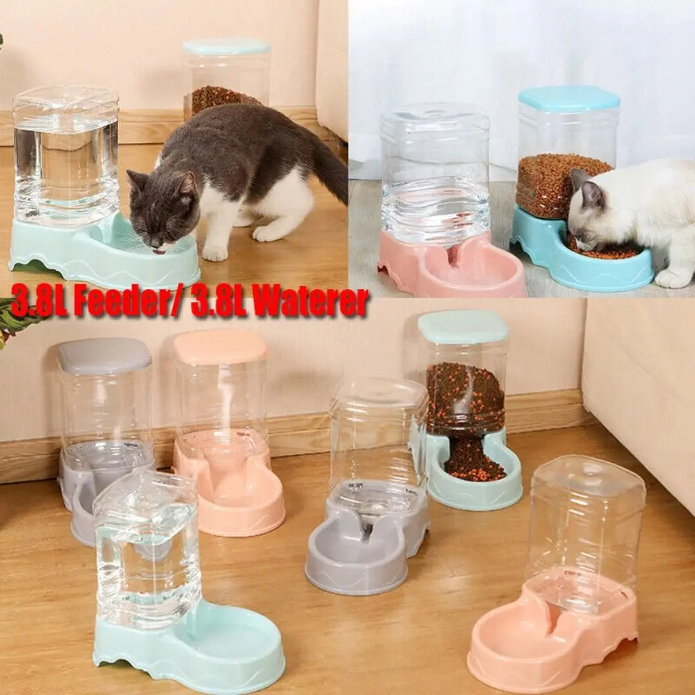 3.8L Automatic Pet Feeder and Water Fountain - side view