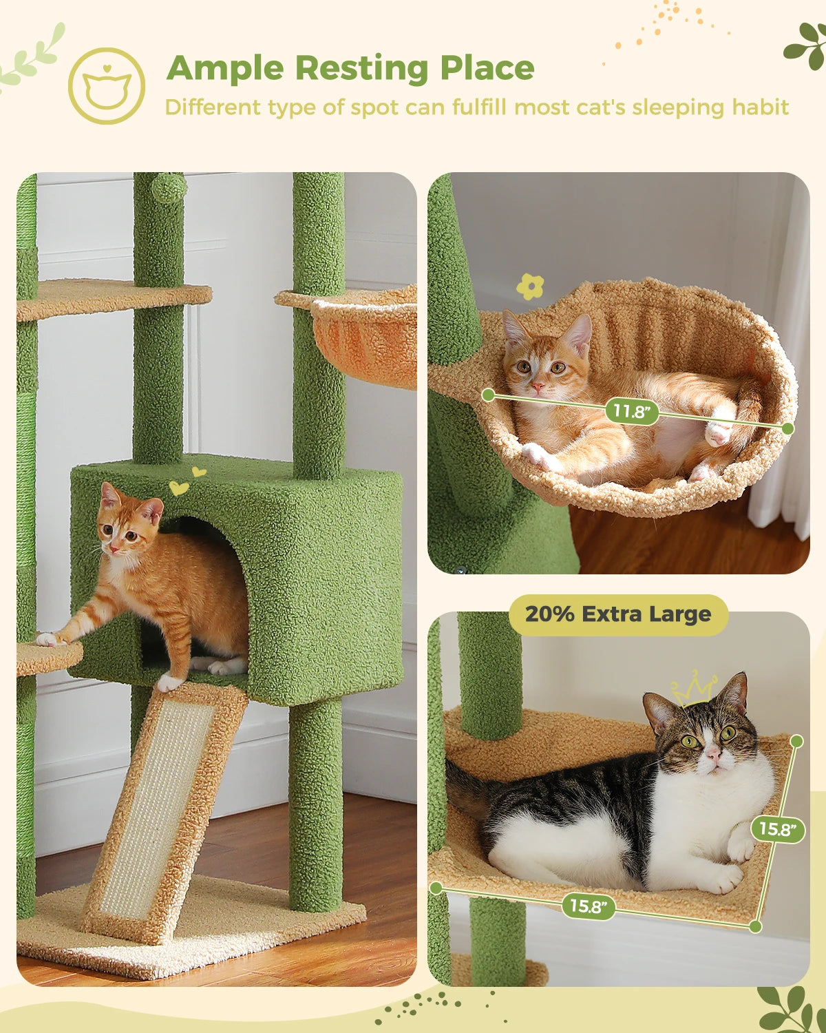 Adjustable Cactus Floor-to-Ceiling Cat Tree - view 13
