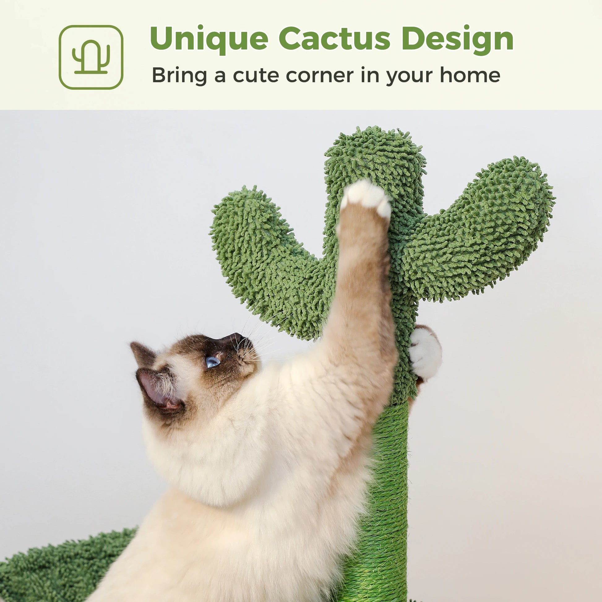 Cactus Cat Tree with Condo, Hammock and Toys - feature view