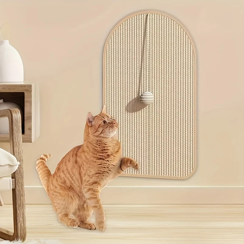 Sisal Cat Scratching Pad with Attached Toy - side view