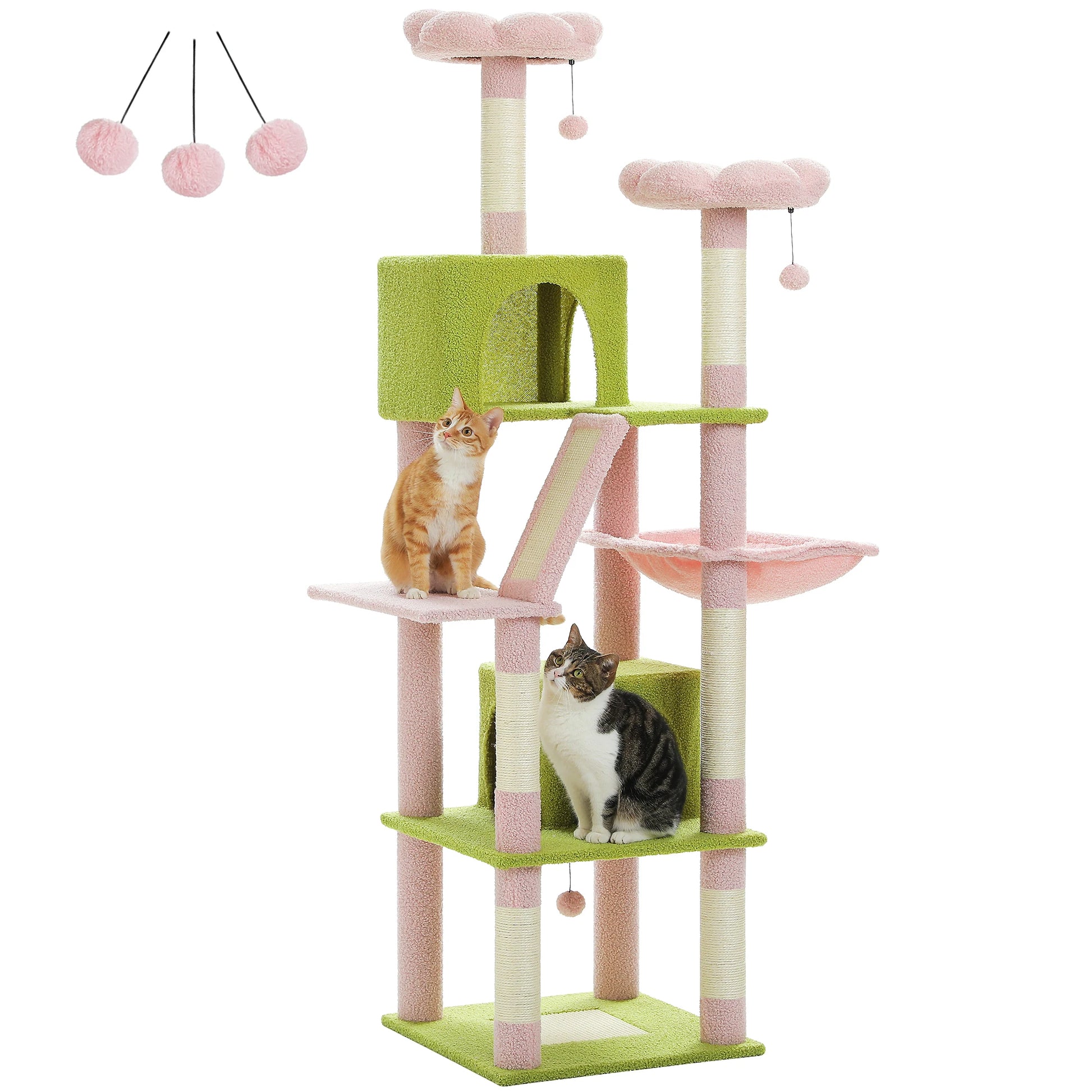 Large Multi-Level Plush Cat Tree with Condos - AMT0239PK