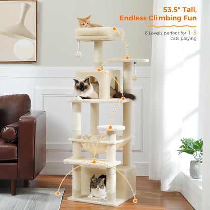 Large Cat Tree Tower with Hammock and Padded Perches - view 48