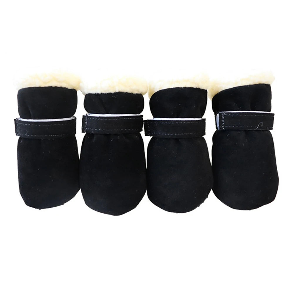 Plush Warm Anti-Slip Dog Boots and Socks (4 Pack) - S / B