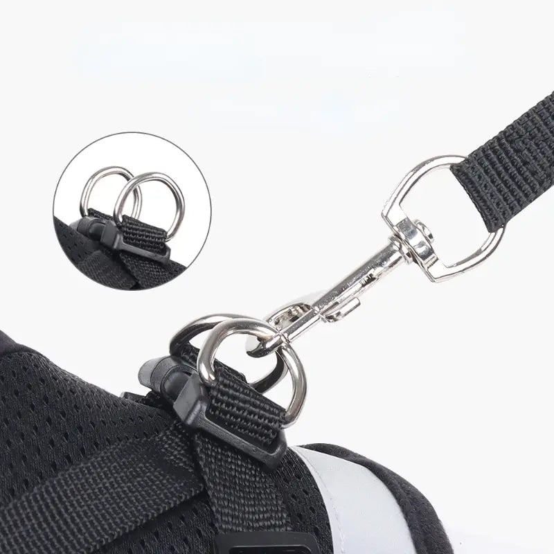 Reflective Mesh Dog Vest Harness with Leash - close-up