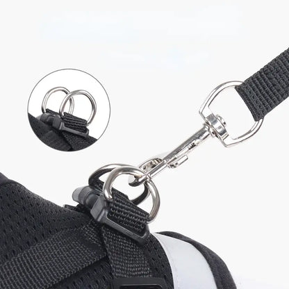Reflective Mesh Dog Vest Harness with Leash - close-up