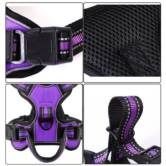 Adjustable No-Pull Reflective Dog Harness - side view