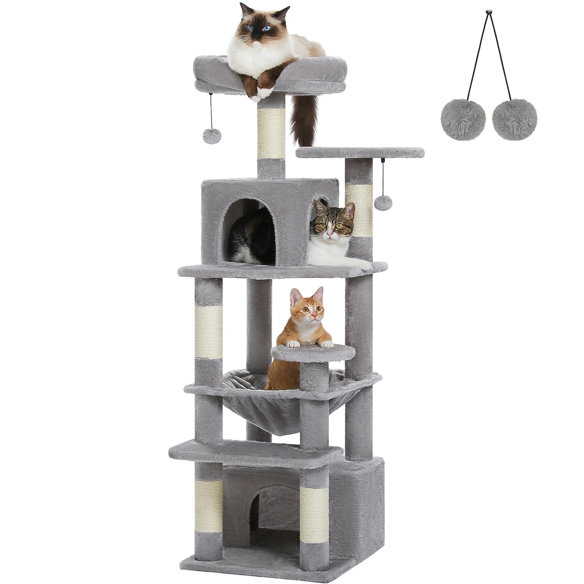 Large Cat Tree Tower with Hammock and Padded Perches - view 51