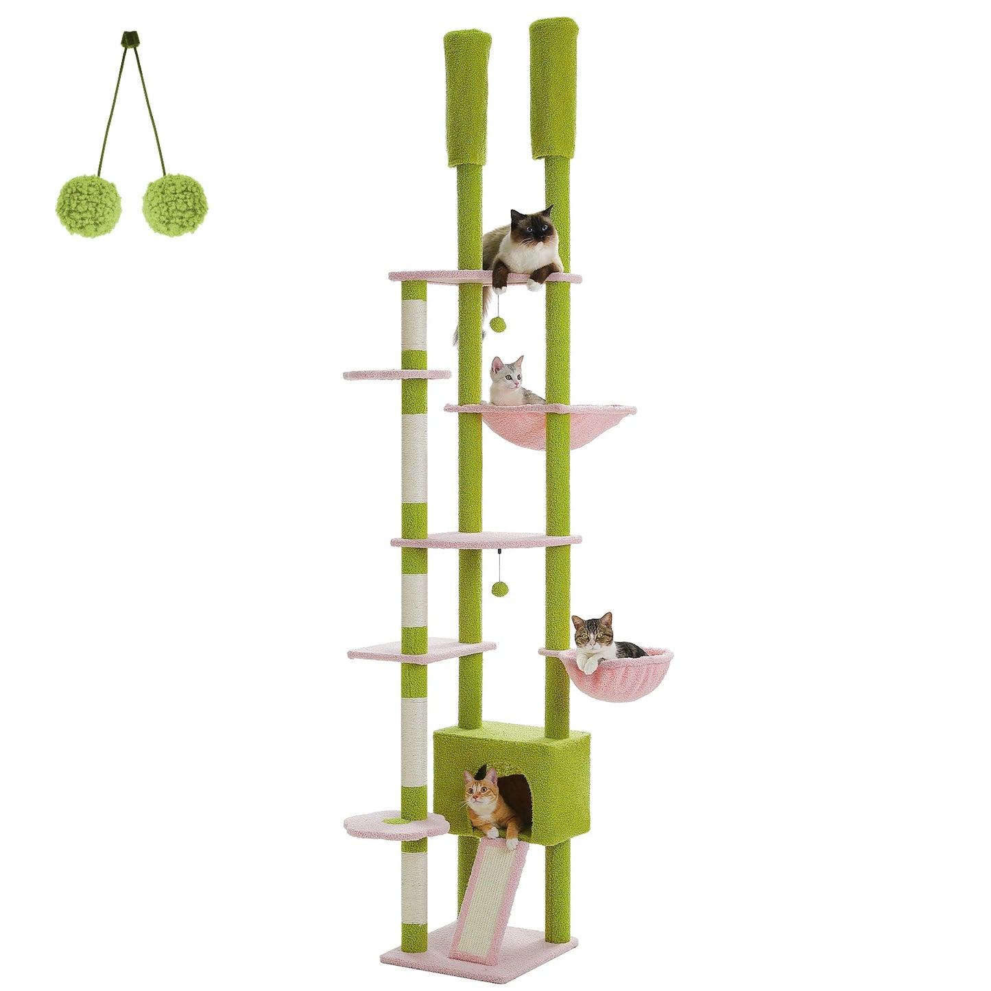 Adjustable Cactus Floor-to-Ceiling Cat Tree - AMT0249PK / Floor to Ceiling