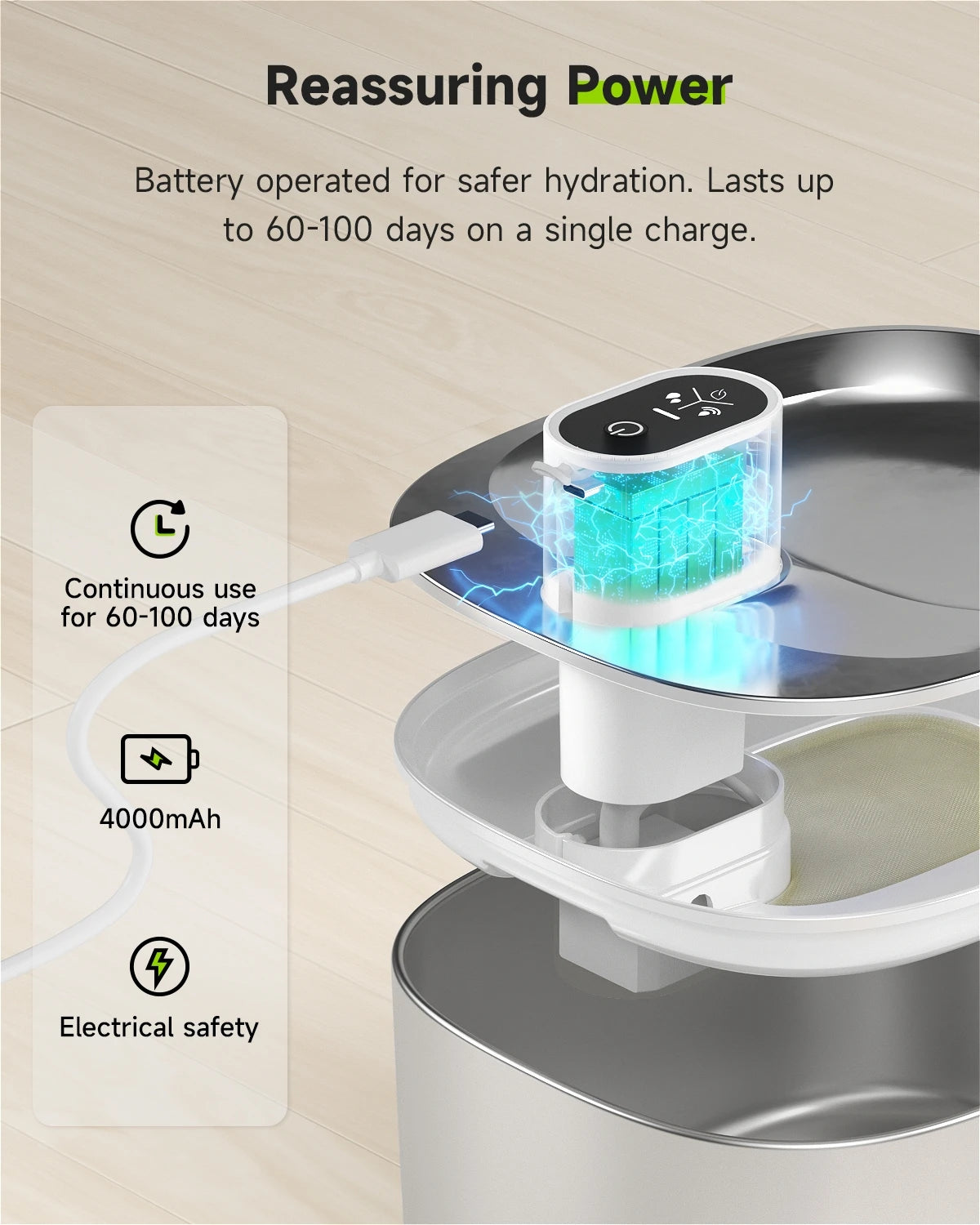 Wireless 4L Pet Water Fountain with Auto Sensor - close-up