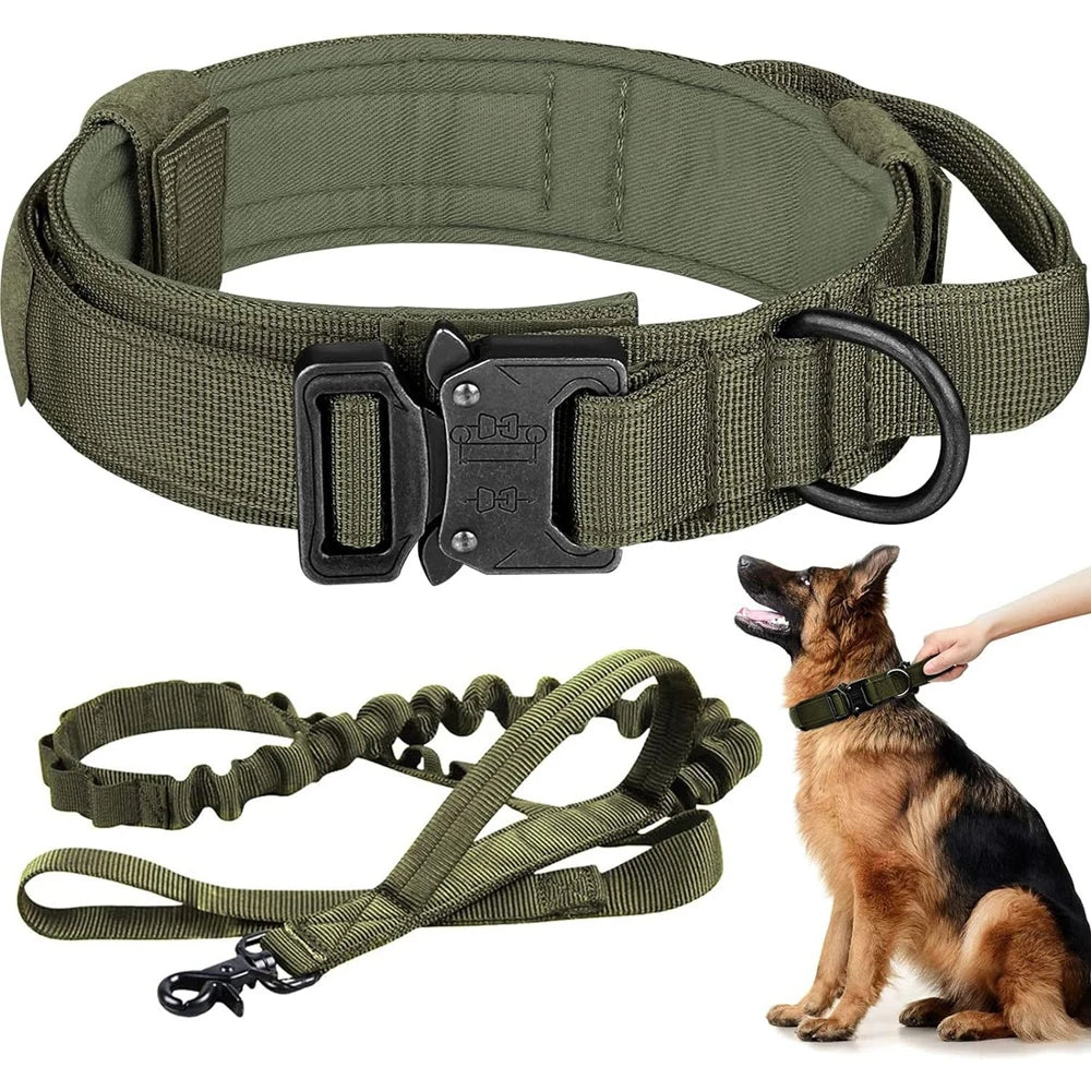 Tactical Dog Collar and Leash Set for Medium and Large Dogs - side view