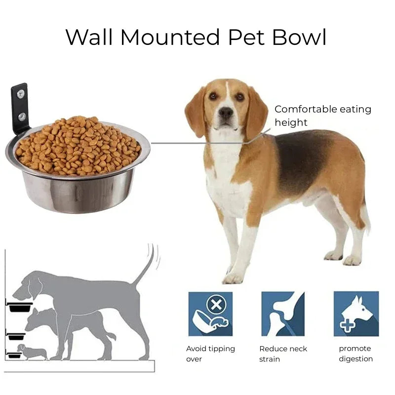 Wall-Mounted Elevated Pet Bowl with Stainless Steel Insert - close-up