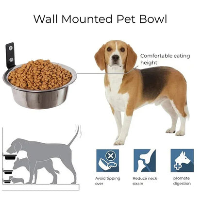 Wall-Mounted Elevated Pet Bowl with Stainless Steel Insert - close-up