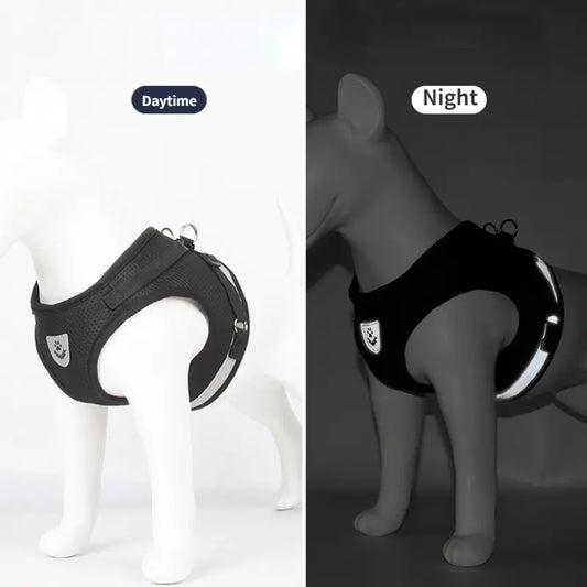 Reflective Mesh Dog Vest Harness with Leash - side view