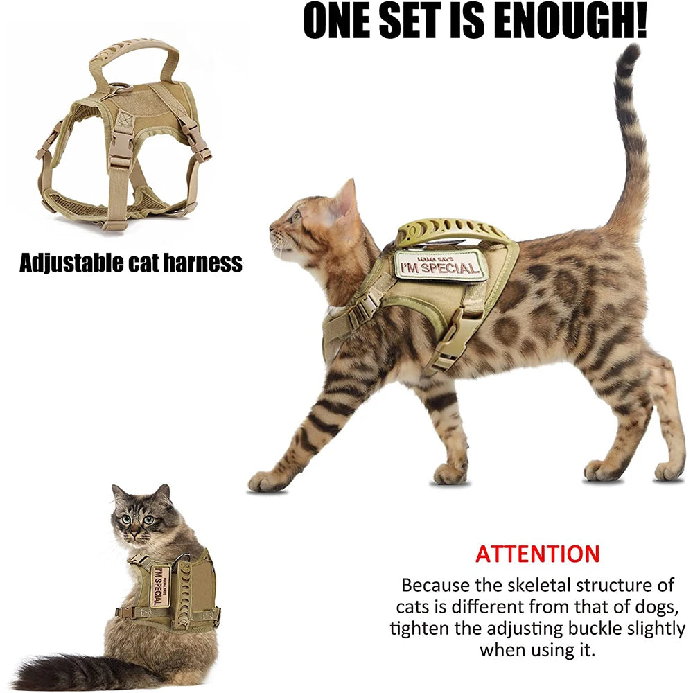 Tactical Escape-Proof Cat Harness with Control Handle - detail