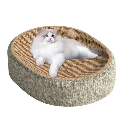 2-in-1 Oval Sisal Cat Scratcher and Bed