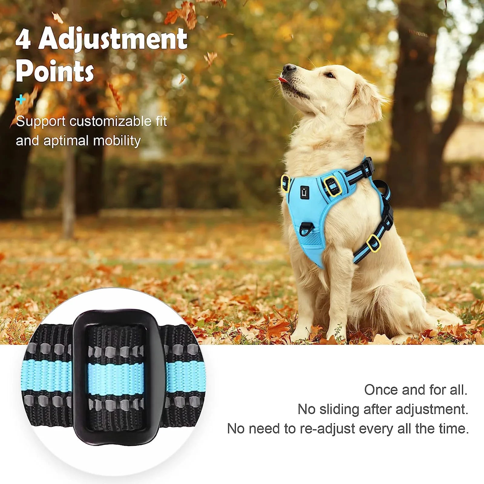 No-Pull Padded Dog Harness with Control Handle - feature view