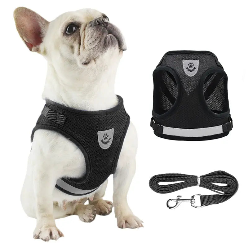 Reflective Mesh Dog Vest Harness with Leash