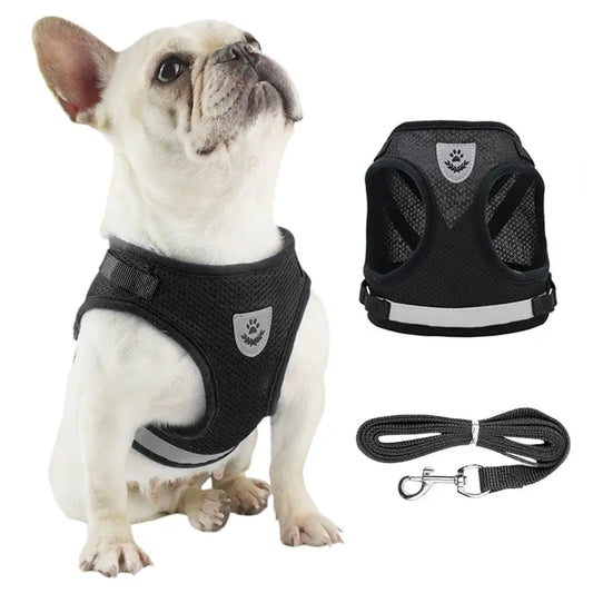 Reflective Mesh Dog Vest Harness with Leash